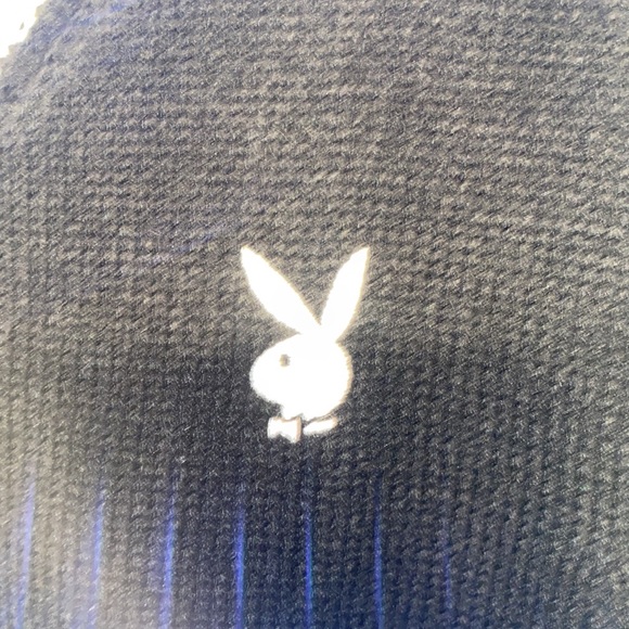 NEW PLAYBOY Bunny Knit Black cropped Sweather VEST soft logo multi sizes NWT - Picture 7 of 14